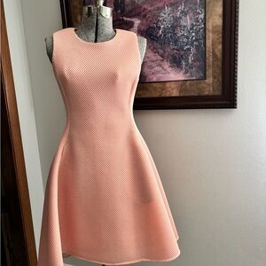 Dkny Orange Pink A-Line Mini Dress Scoop Neck Sleeveless